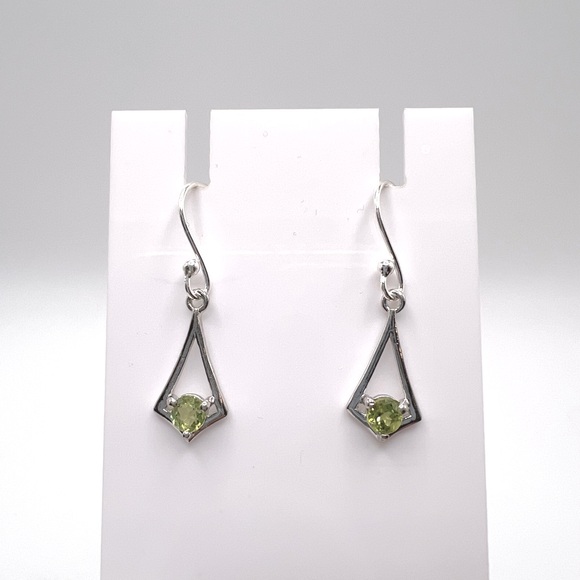Genuine Peridot .925 Sterling Silver Earrings - Picture 7 of 11